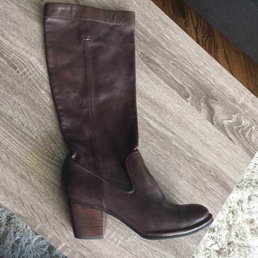 Frye Brown Leather Heeled Boots